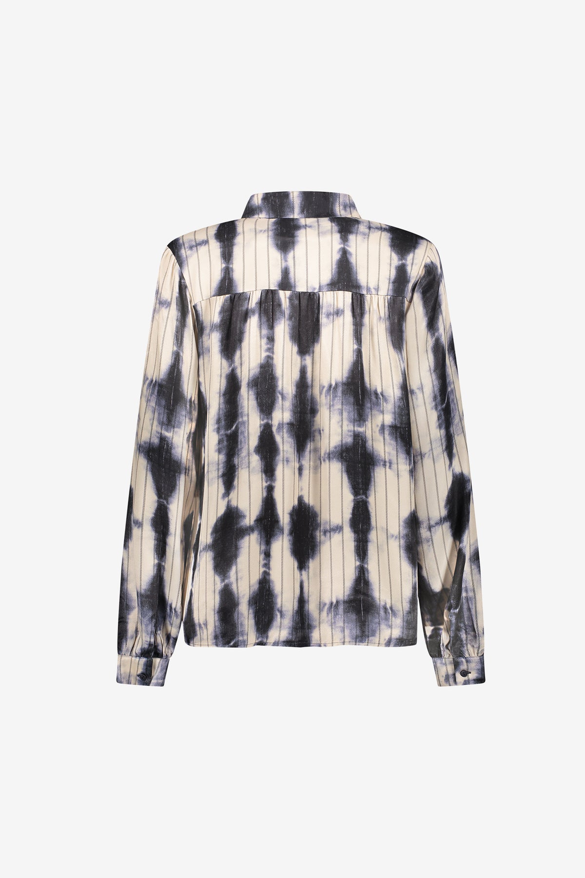 Geisha dames blouse met abstract dessin en contrastbies