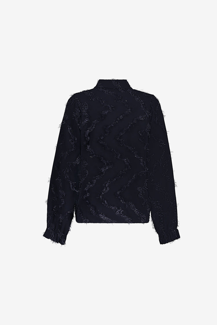 Geisha dames blouse met fringe en subtiele glitter