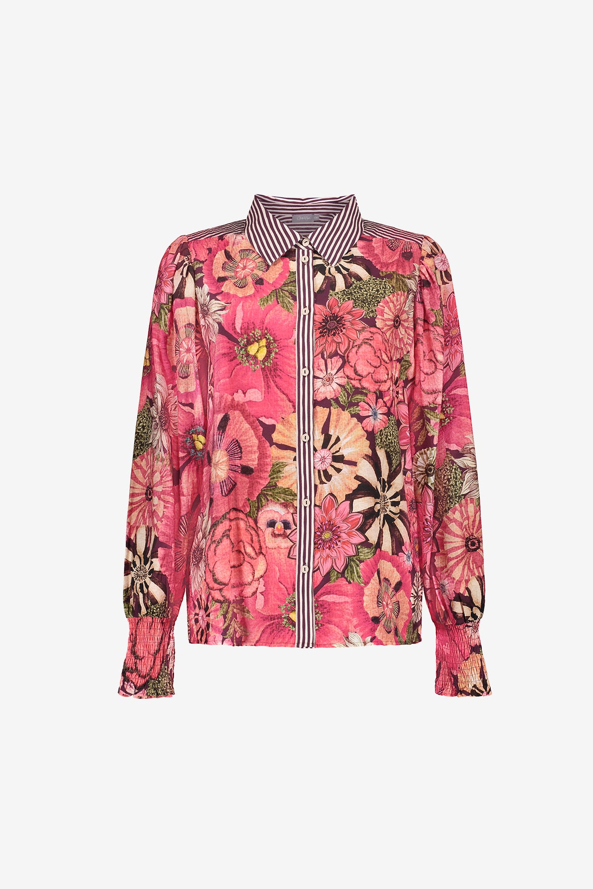 Geisha blouse met floraldessin en contrasterende details