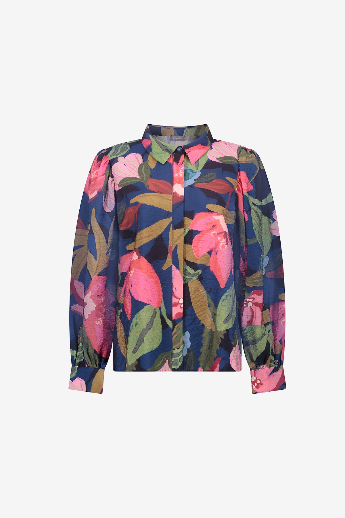Geisha dames kleurrijke blouse met bloemenprint en volumineuze mouwen