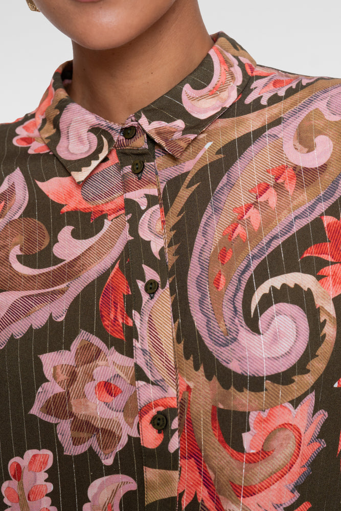 Geisha blouse met paisleyprint en subtiel lurexdetail