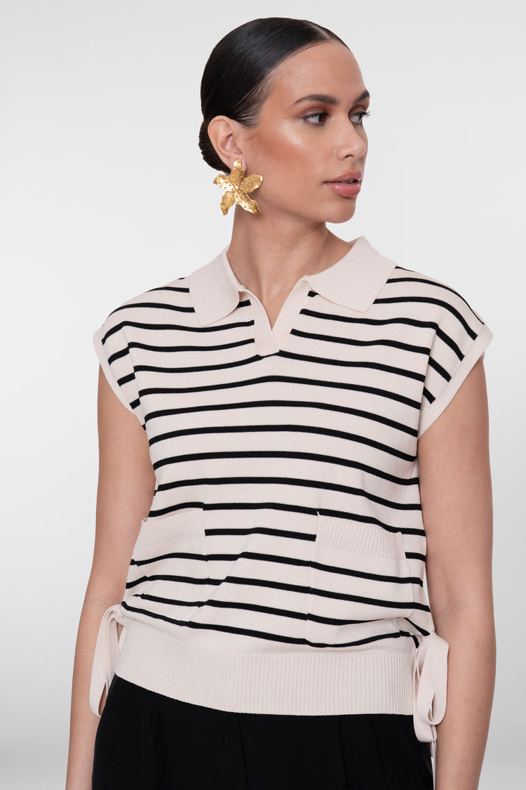 Geisha knit polo gestreept