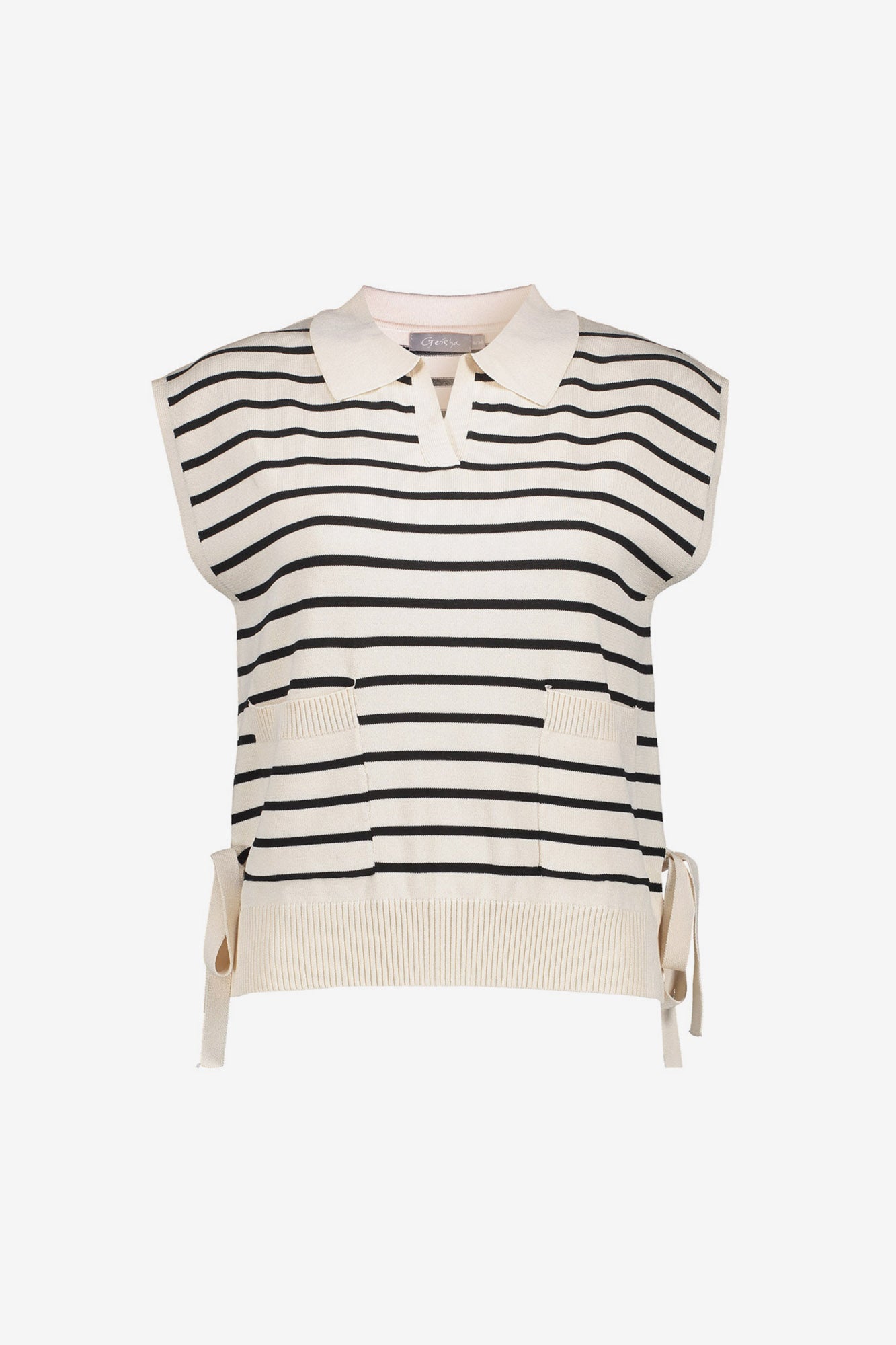 Geisha knit polo gestreept