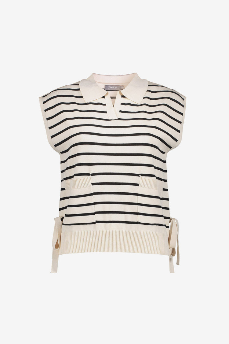 Geisha knit polo gestreept