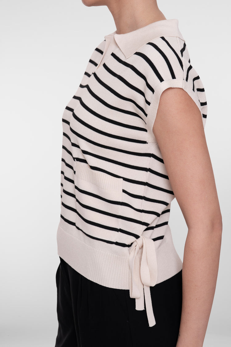 Geisha knit polo gestreept