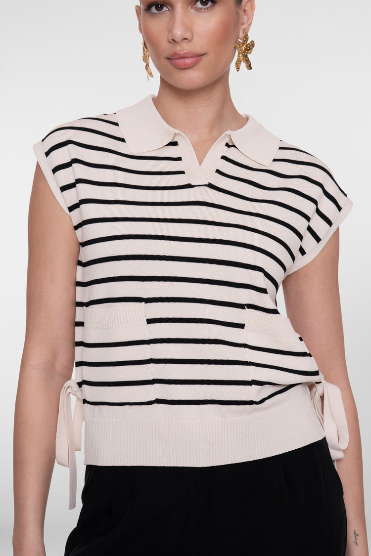Geisha knit polo gestreept