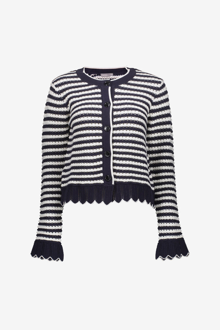 Geisha gestreept vest met scallop details