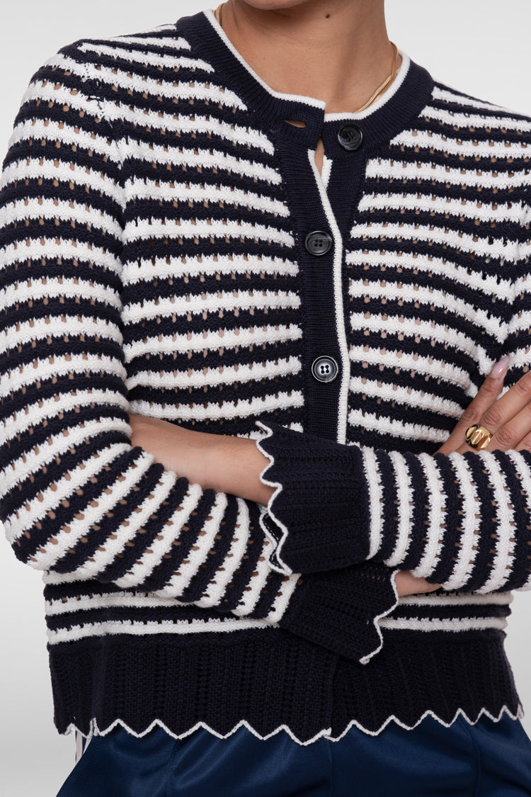 Geisha gestreept vest met scallop details