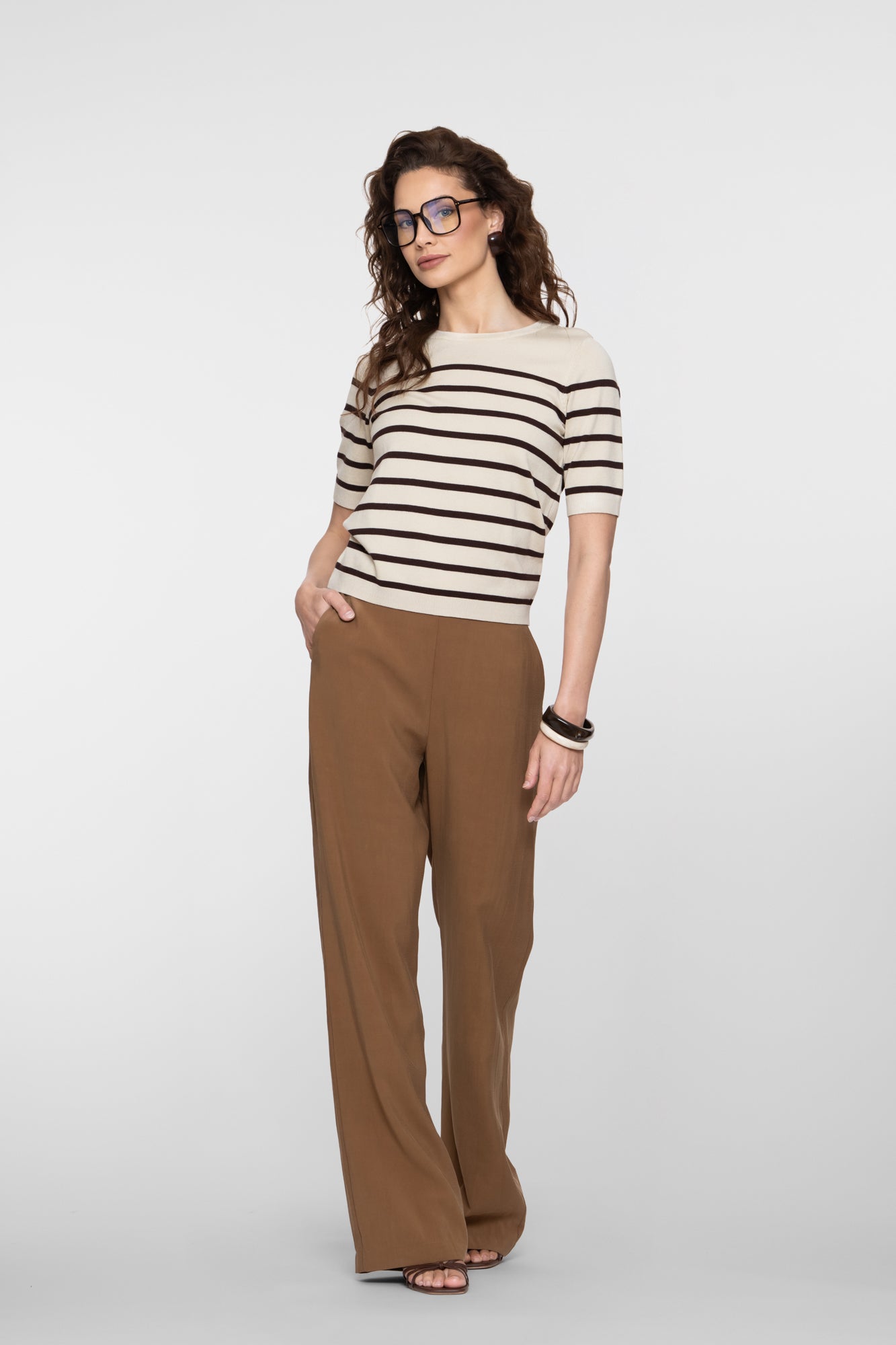 Geisha pullover met strepen en korte mouwen