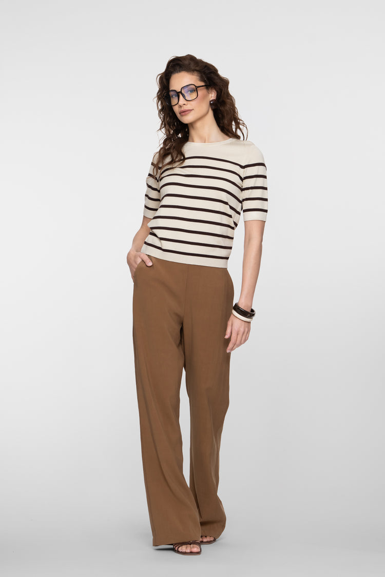 Geisha pullover met strepen en korte mouwen