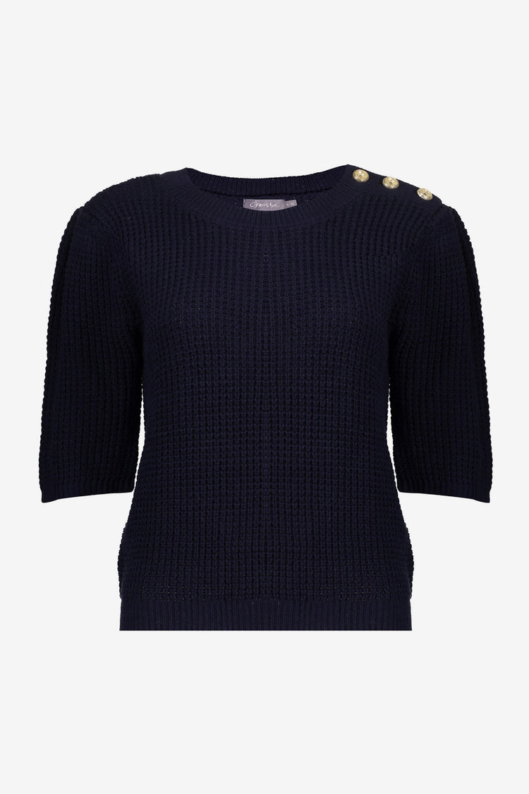 Geisha gebreide top met goudkleurige knopen