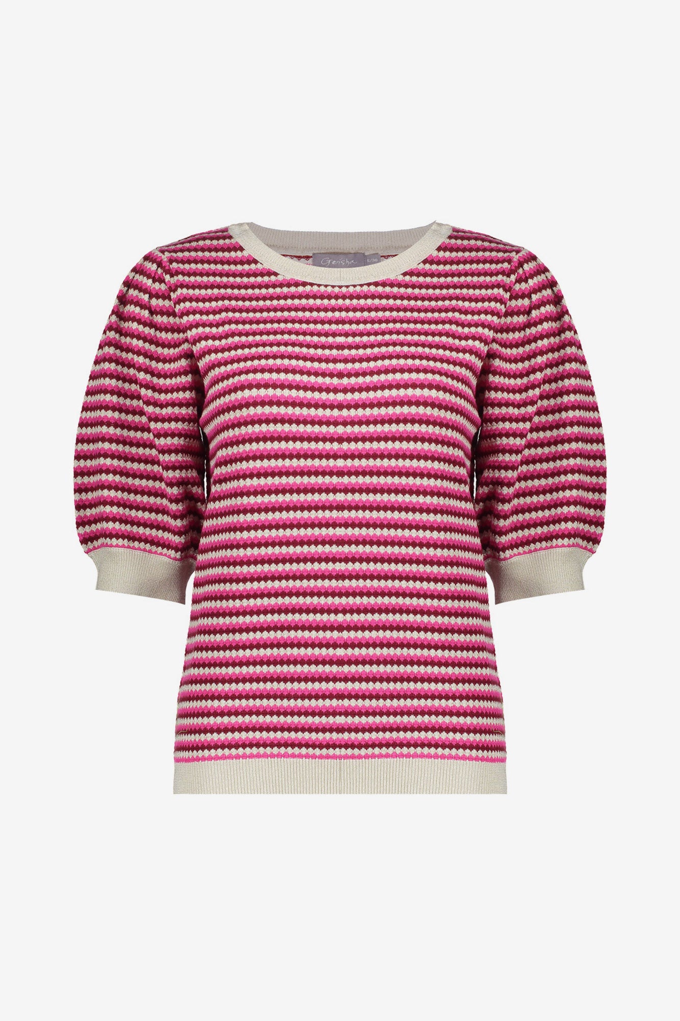Geisha roze strepen pullover met lurex
