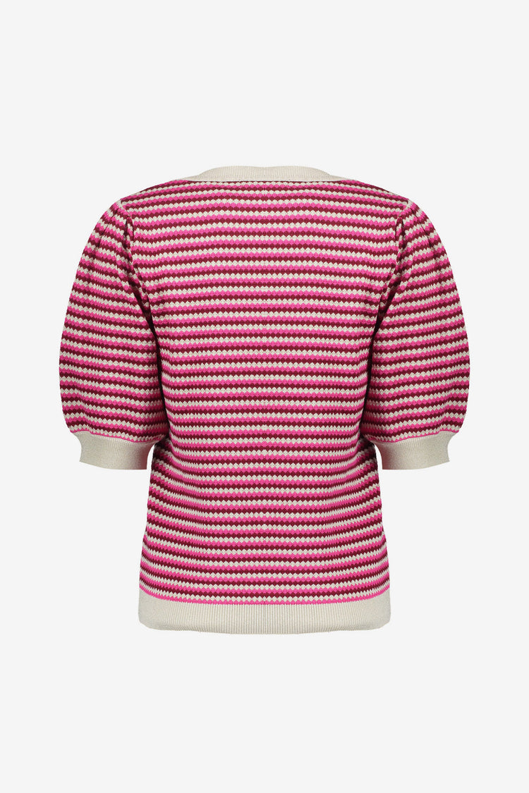 Geisha roze strepen pullover met lurex
