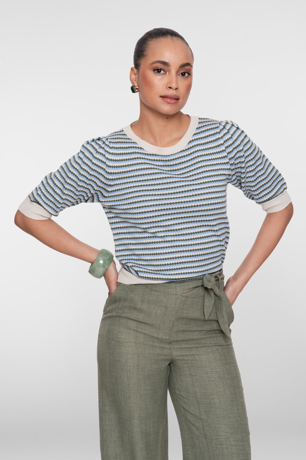 Geisha gebreide top met strepen en lurex