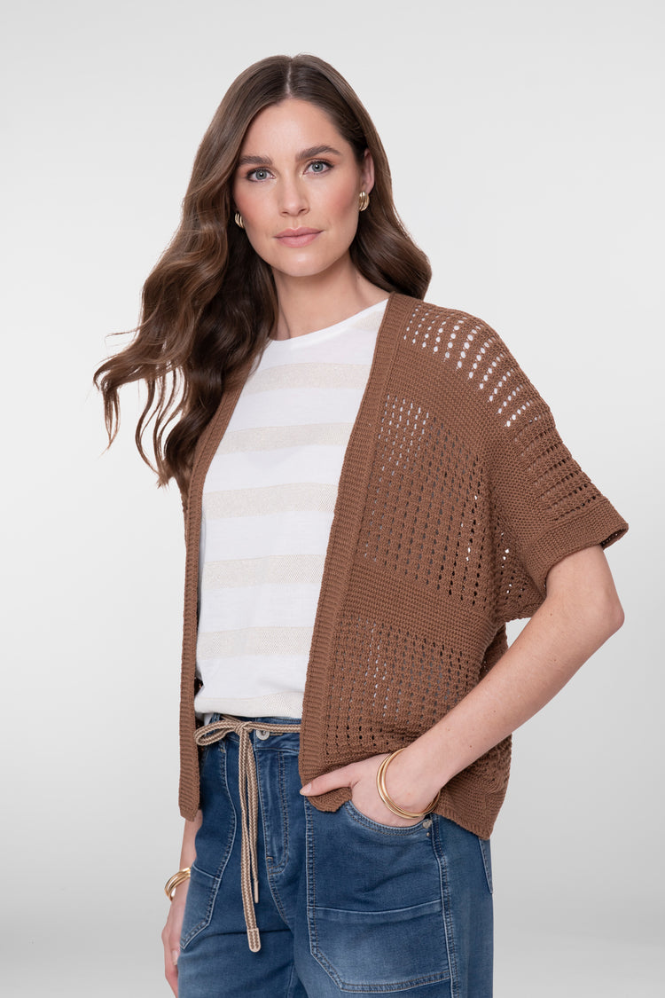 Geisha vest met openvalling en korte mouwen