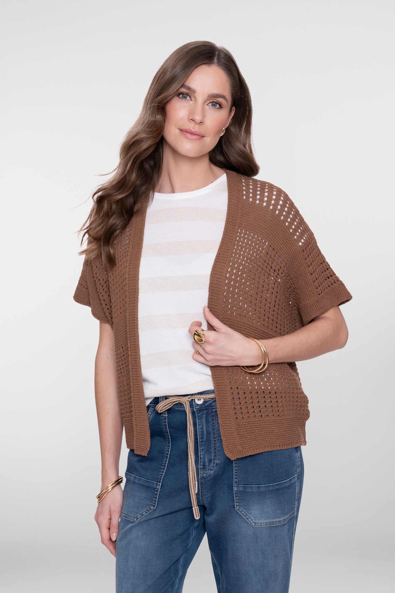Geisha vest met openvalling en korte mouwen