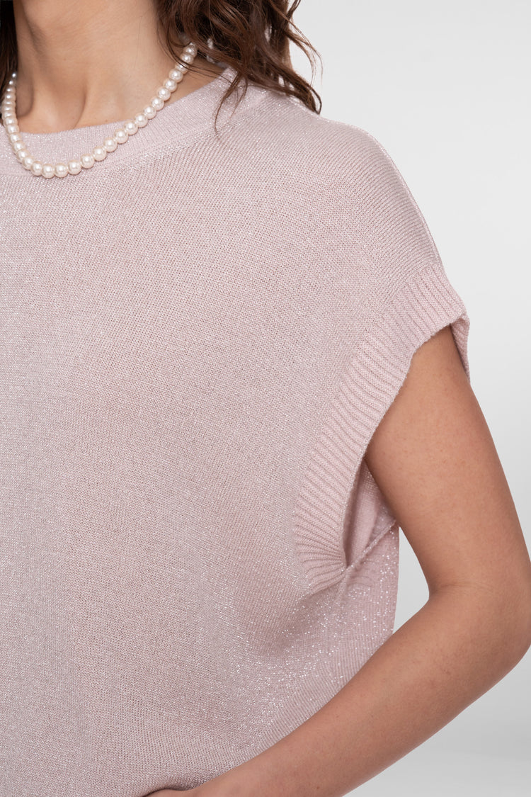 Geisha top met lurex en ronde hals