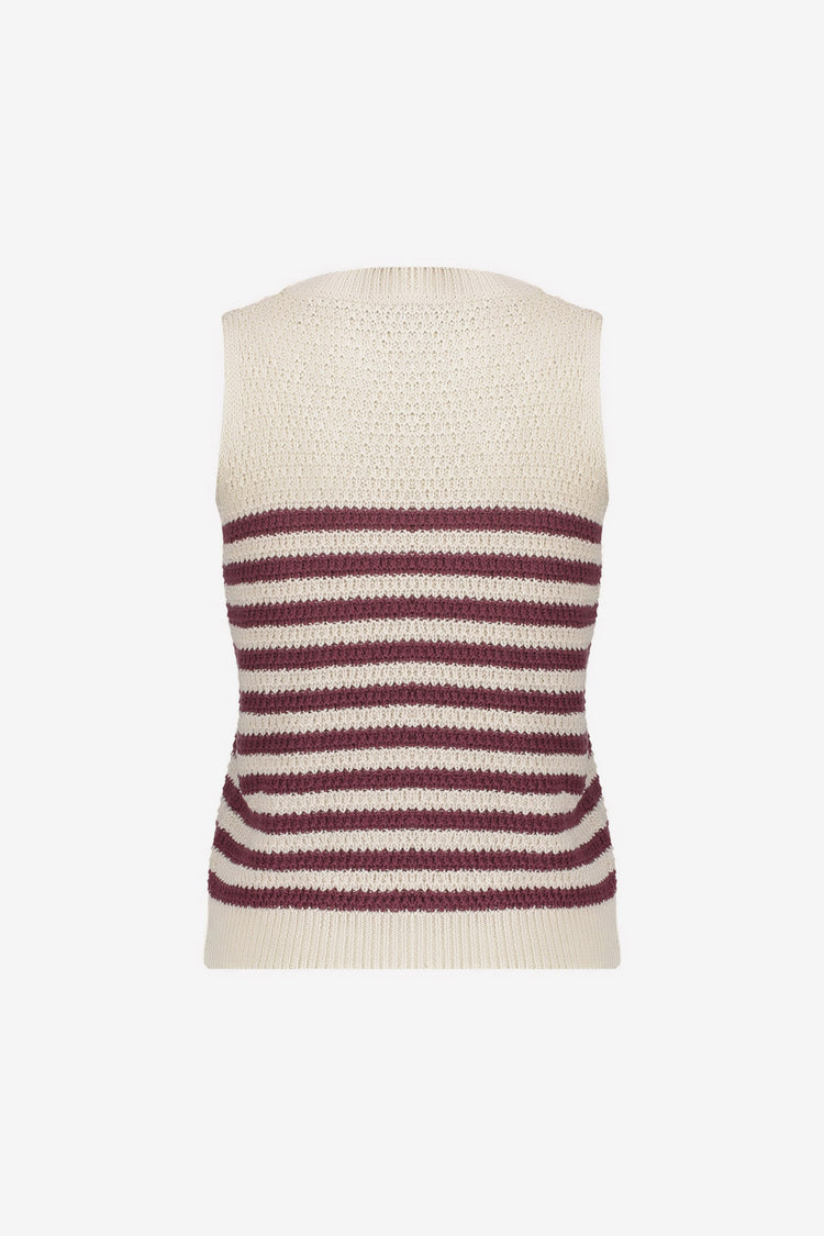 Knitted ajourtop met strepen