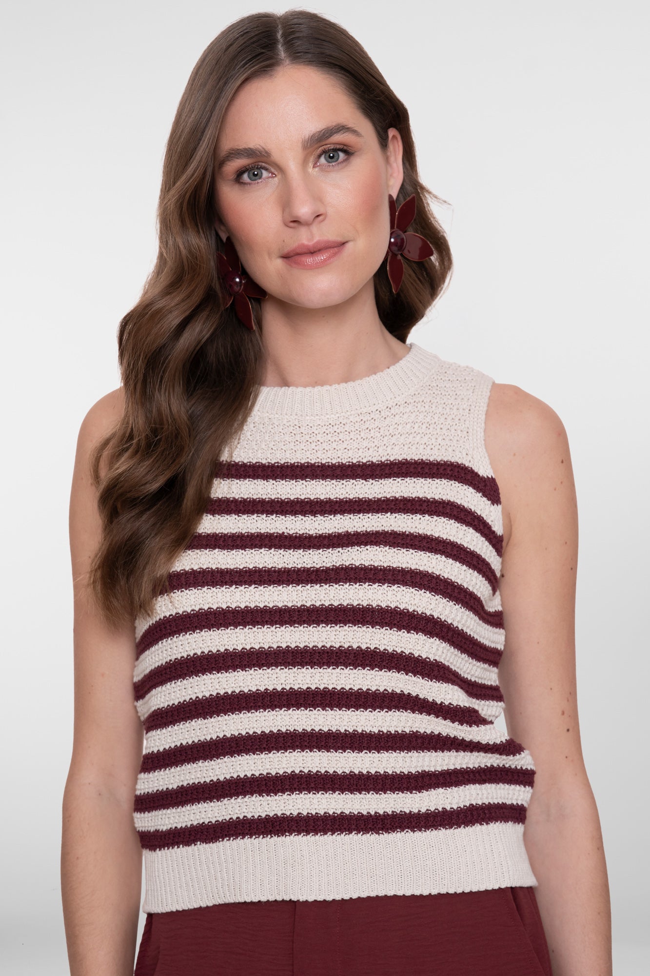 Knitted ajourtop met strepen