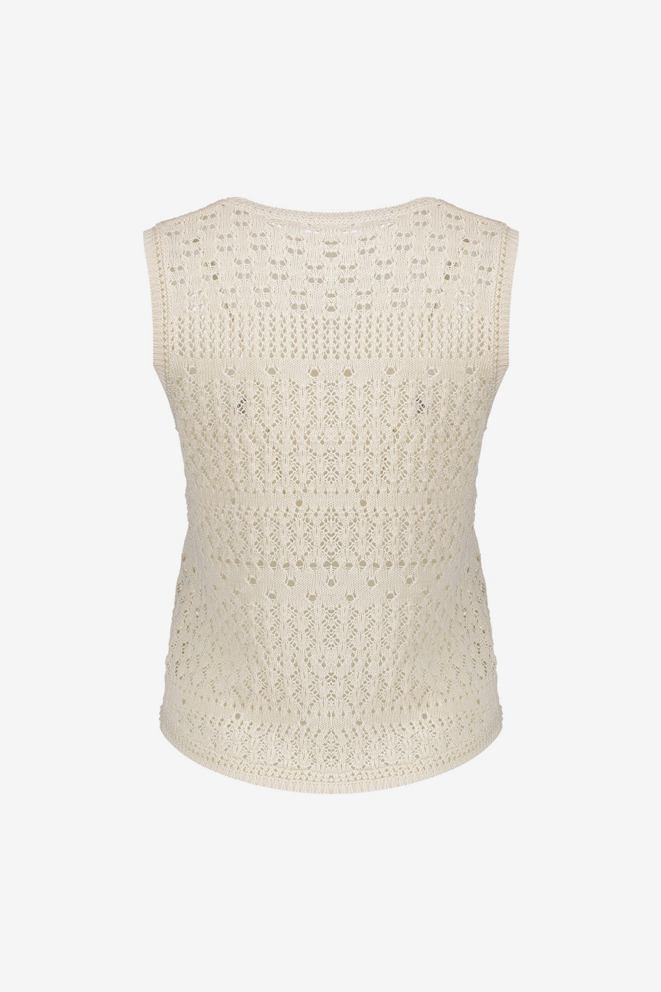 Geisha top met ajourpatroon en ronde hals