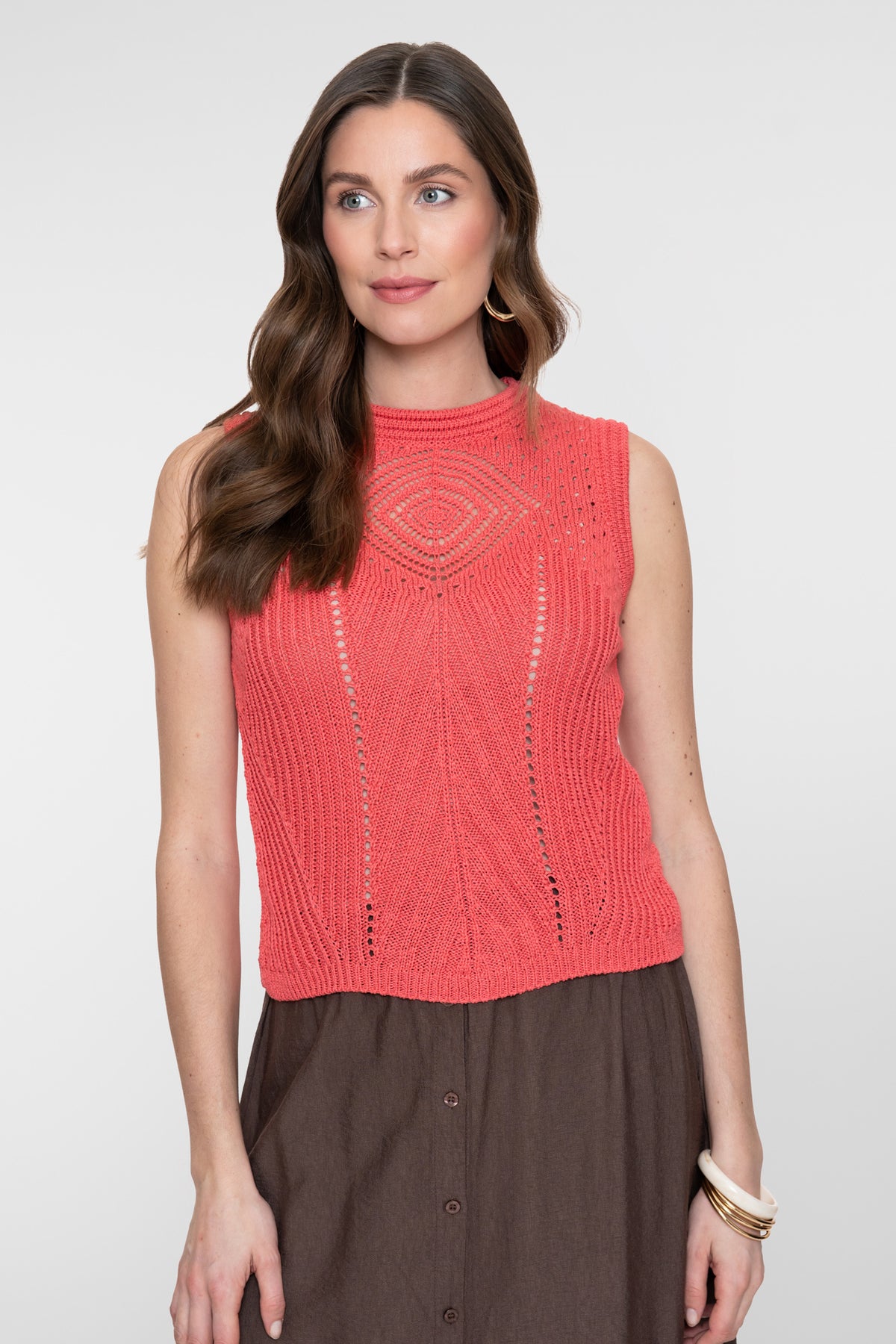 Geisha mouwloze top met ajourpatroon – Shop de look