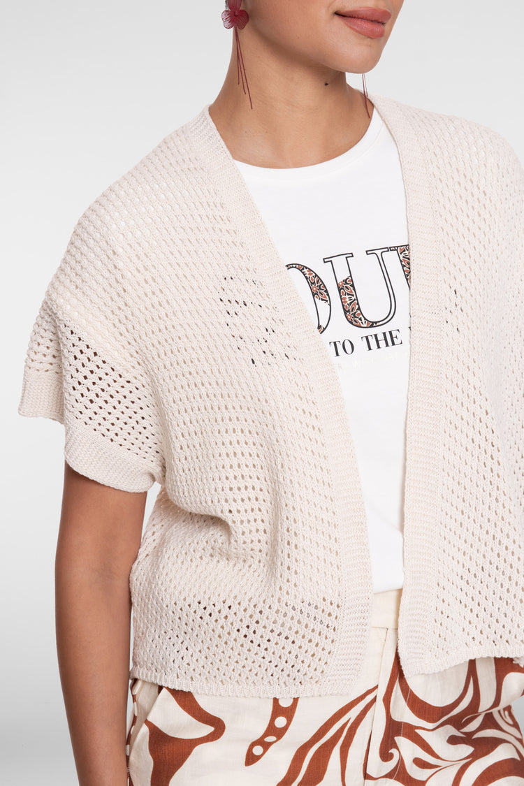 Geisha openvallend vest met ajourstructuur