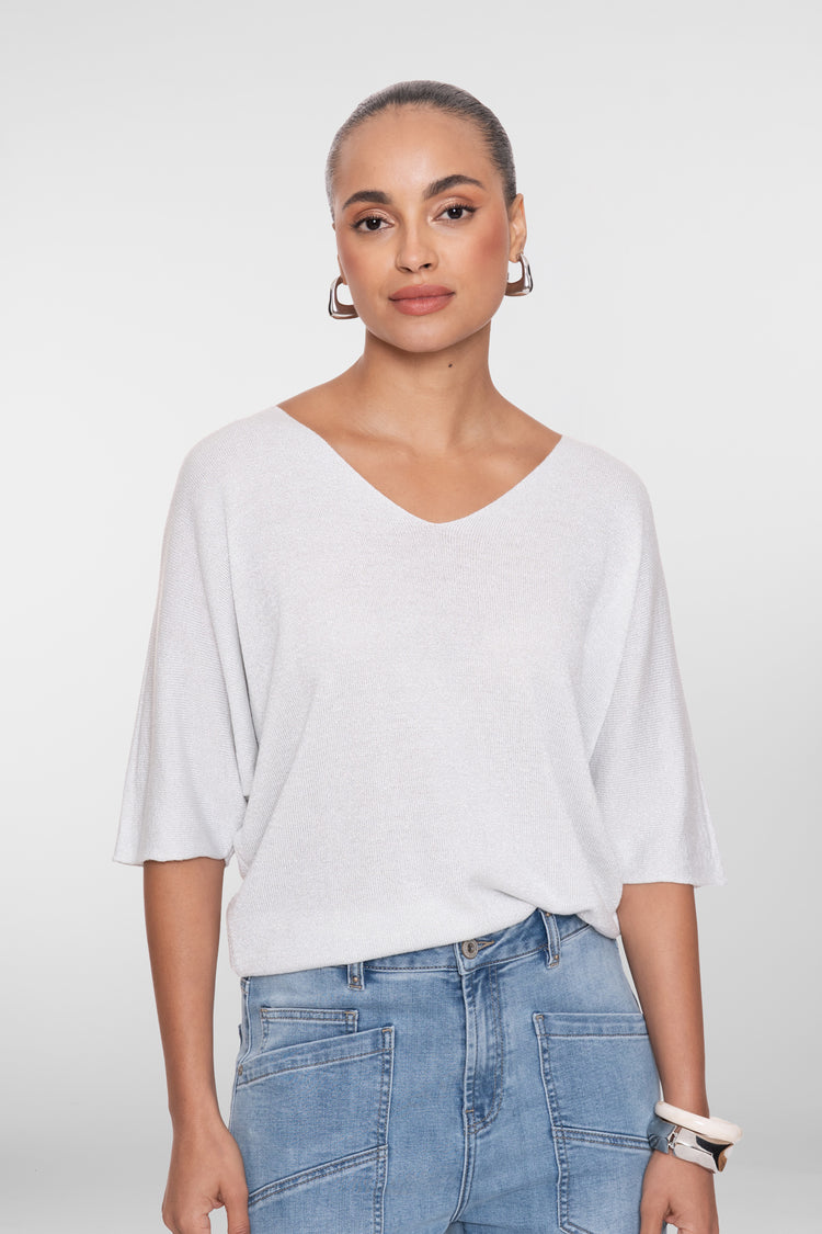 Geisha pullover met lurexdetail en V-hals