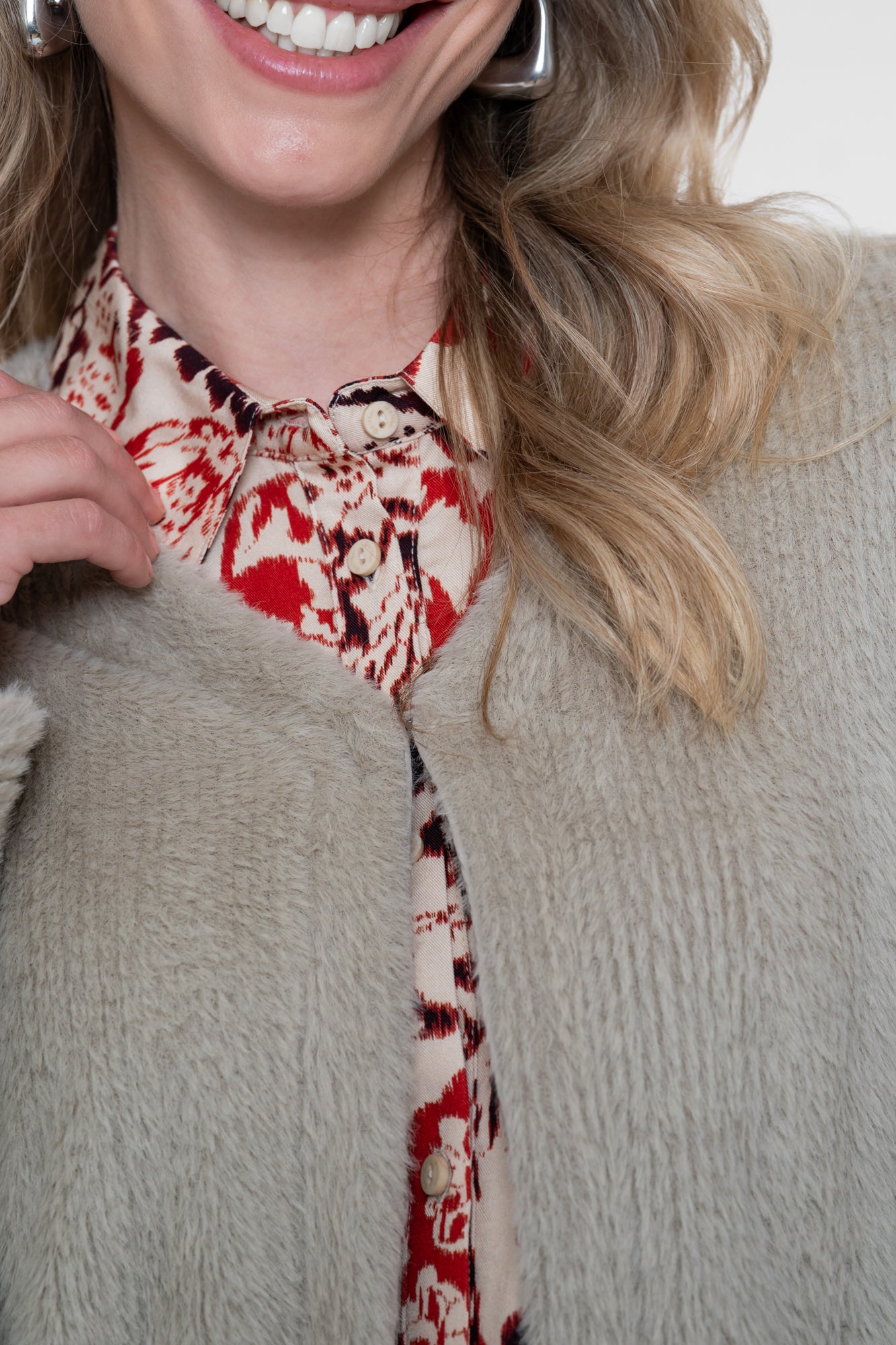 Geisha faux fur vest met zachte structuur