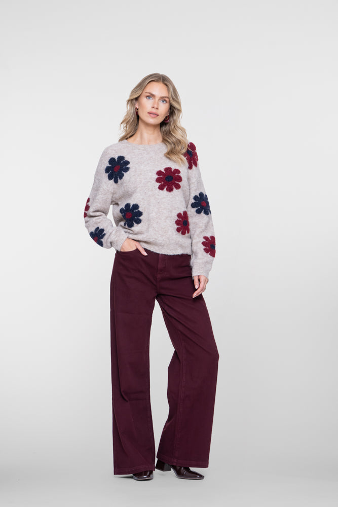 Geisha pullover met bloemdessin