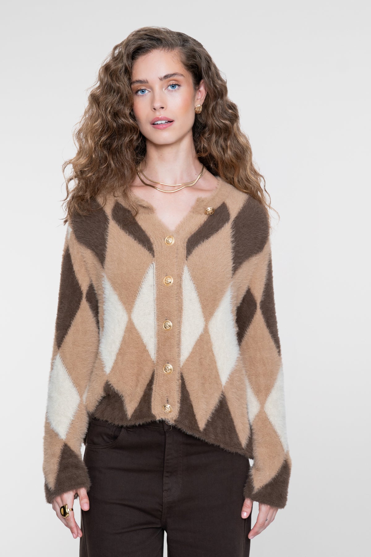 Geisha vest met ruitpatroon en sierknopen – Shop de look