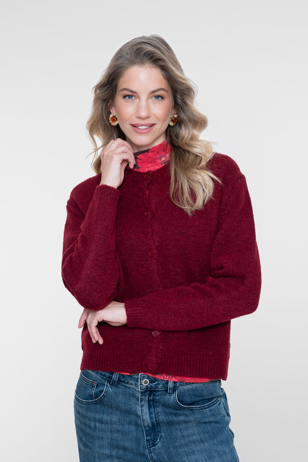 Geisha fijngebreid vest met ronde hals