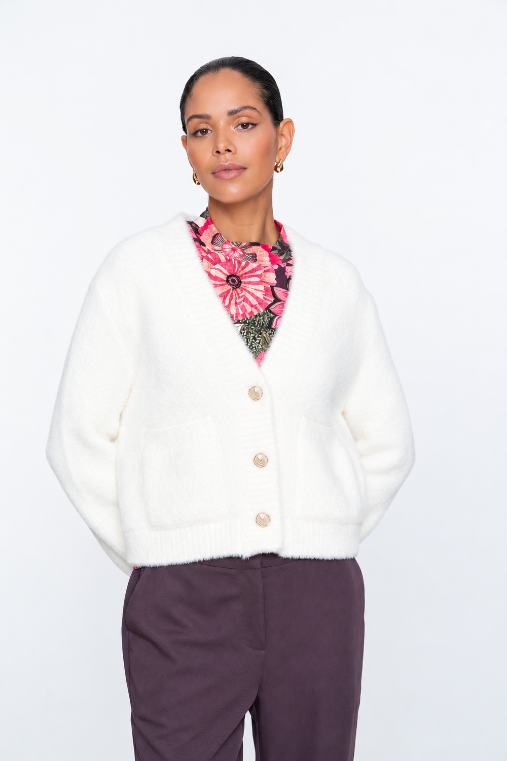 Geisha zacht vest met sierknopen