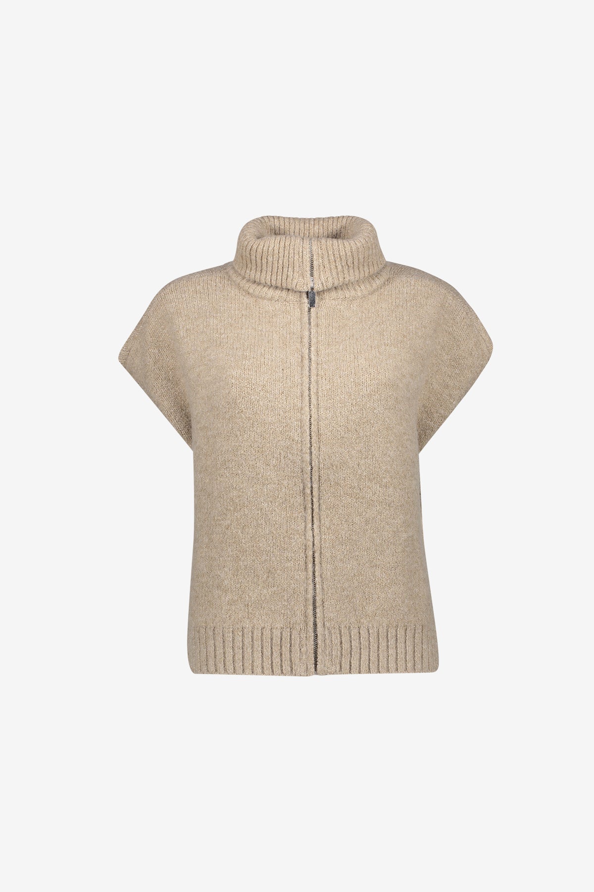 Geisha gebreid vest met hoge kraag en ritssluiting