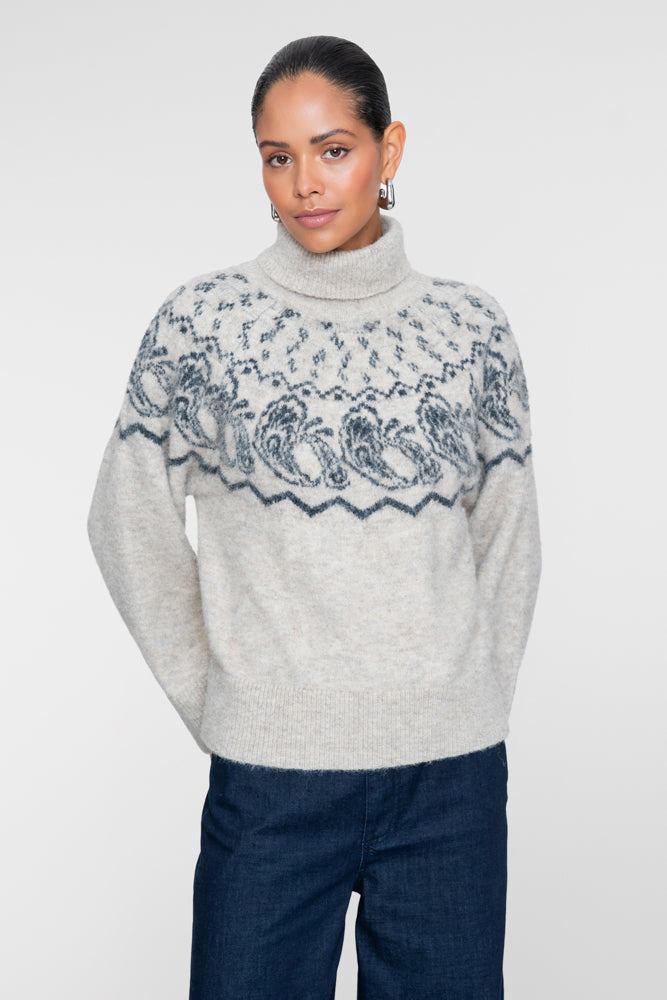 Geisha dames coltrui met Nordic print en hoge col