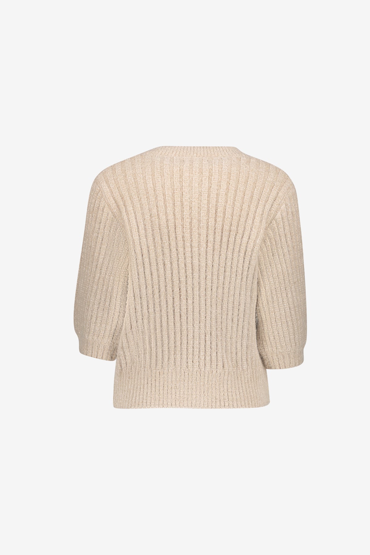 Geisha gebreid dames vest met gouden knopen en pofmouwen