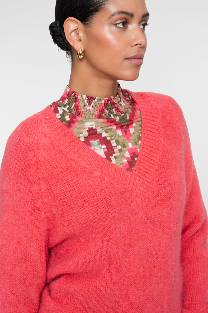 Geisha dames pullover met V-hals en korte boxy pasvorm