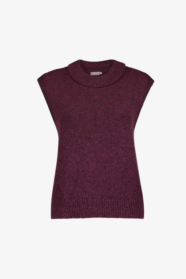 Geisha dames spencer gebreid in plum met brede hals