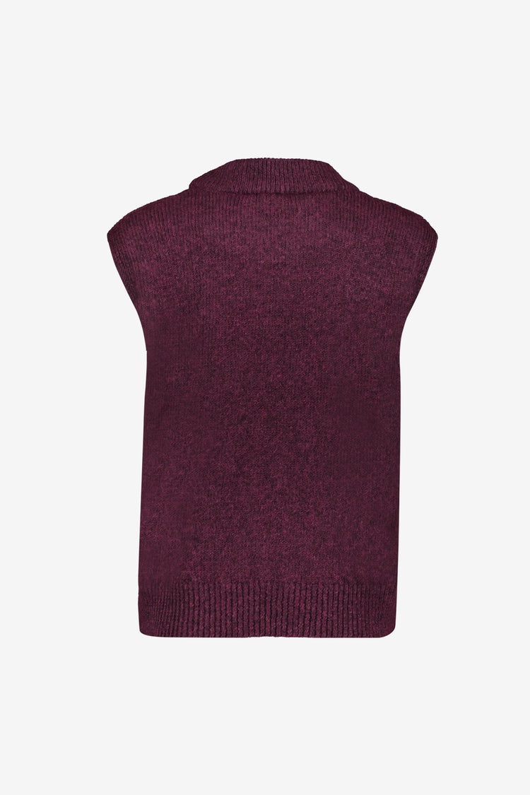 Geisha dames spencer gebreid in plum met brede hals
