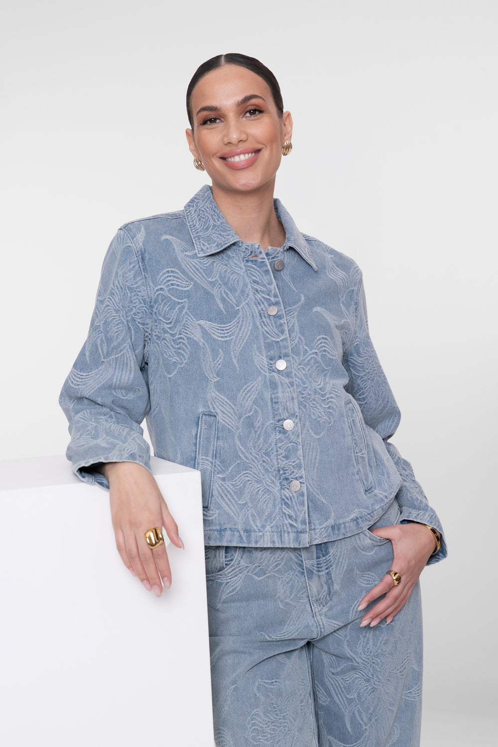 Geisha jacket met jacquard en bloemdessin