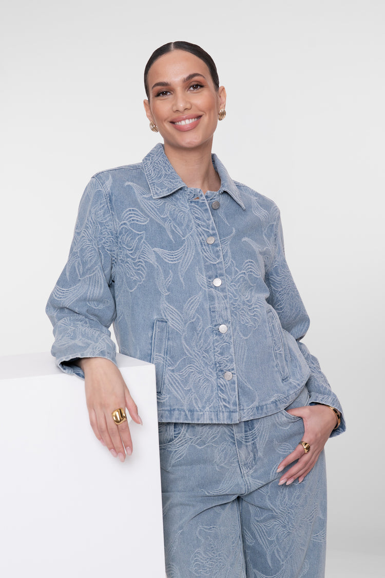 Geisha jacket met jacquard en bloemdessin