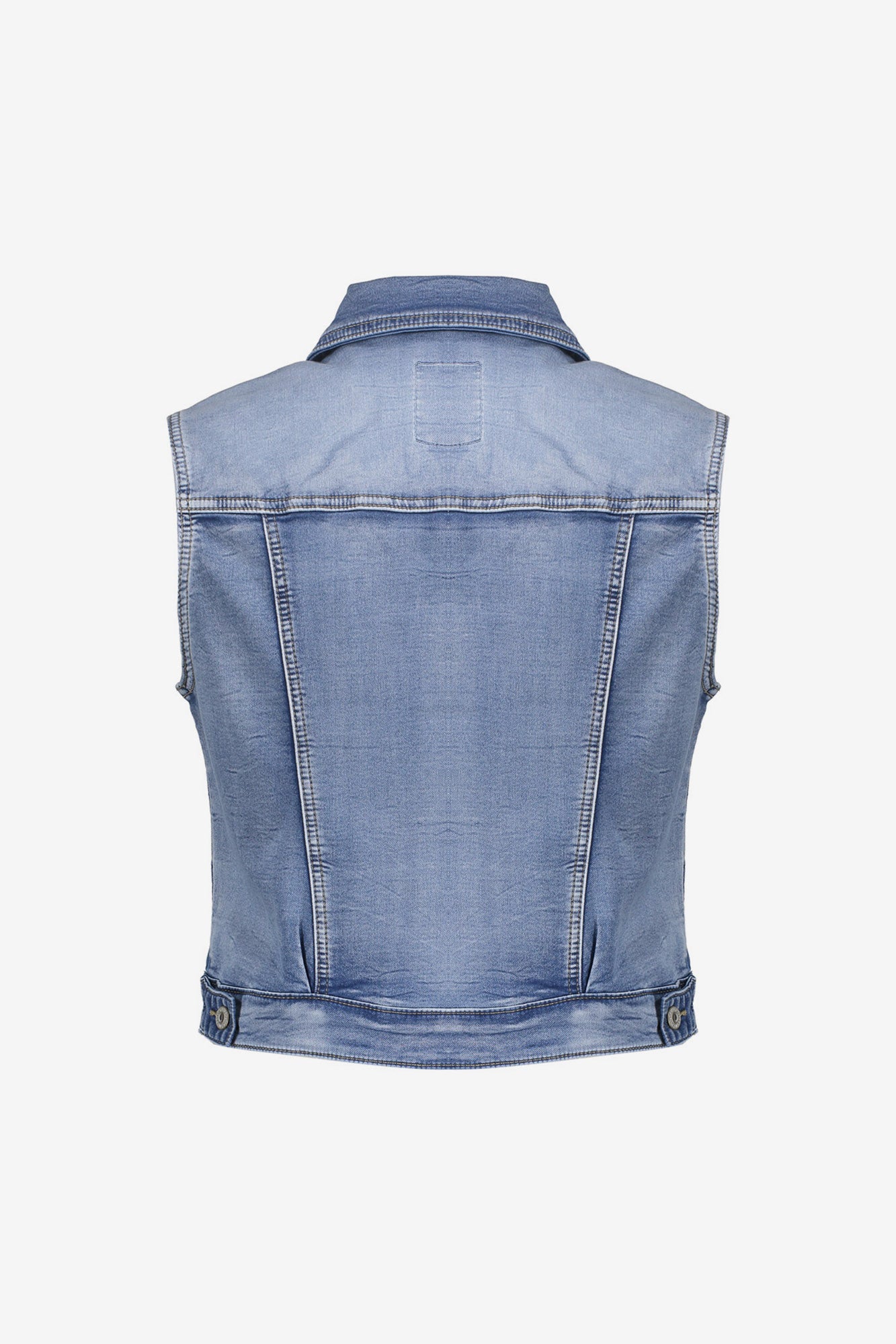 Geisha denim gilet met kraag en knoopsluiting