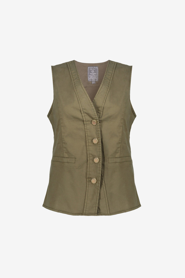 Geisha mouwloze utility gilet met ceintuur