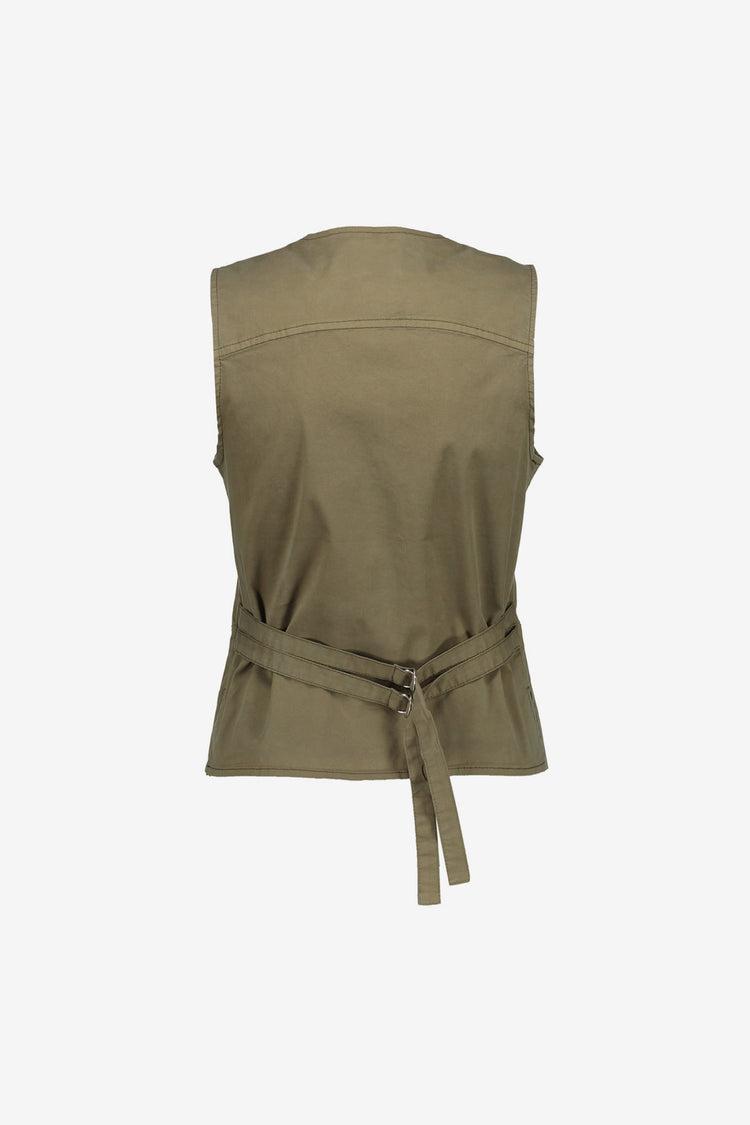 Geisha mouwloze utility gilet met ceintuur