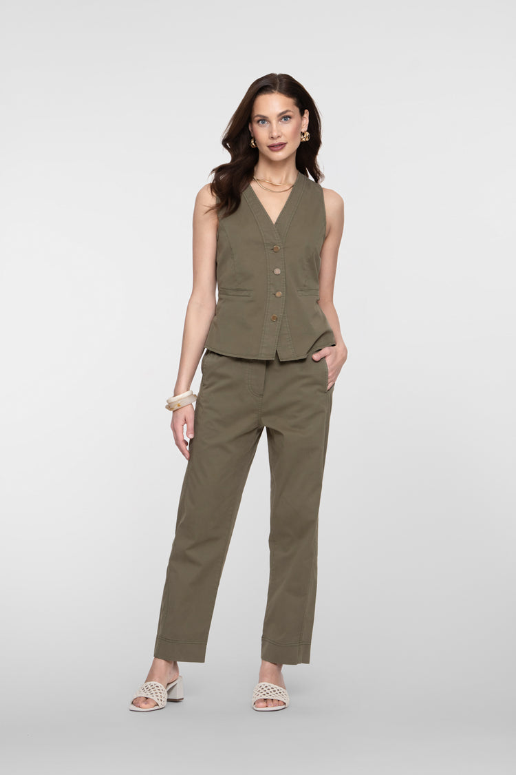 Geisha mouwloze utility gilet met ceintuur