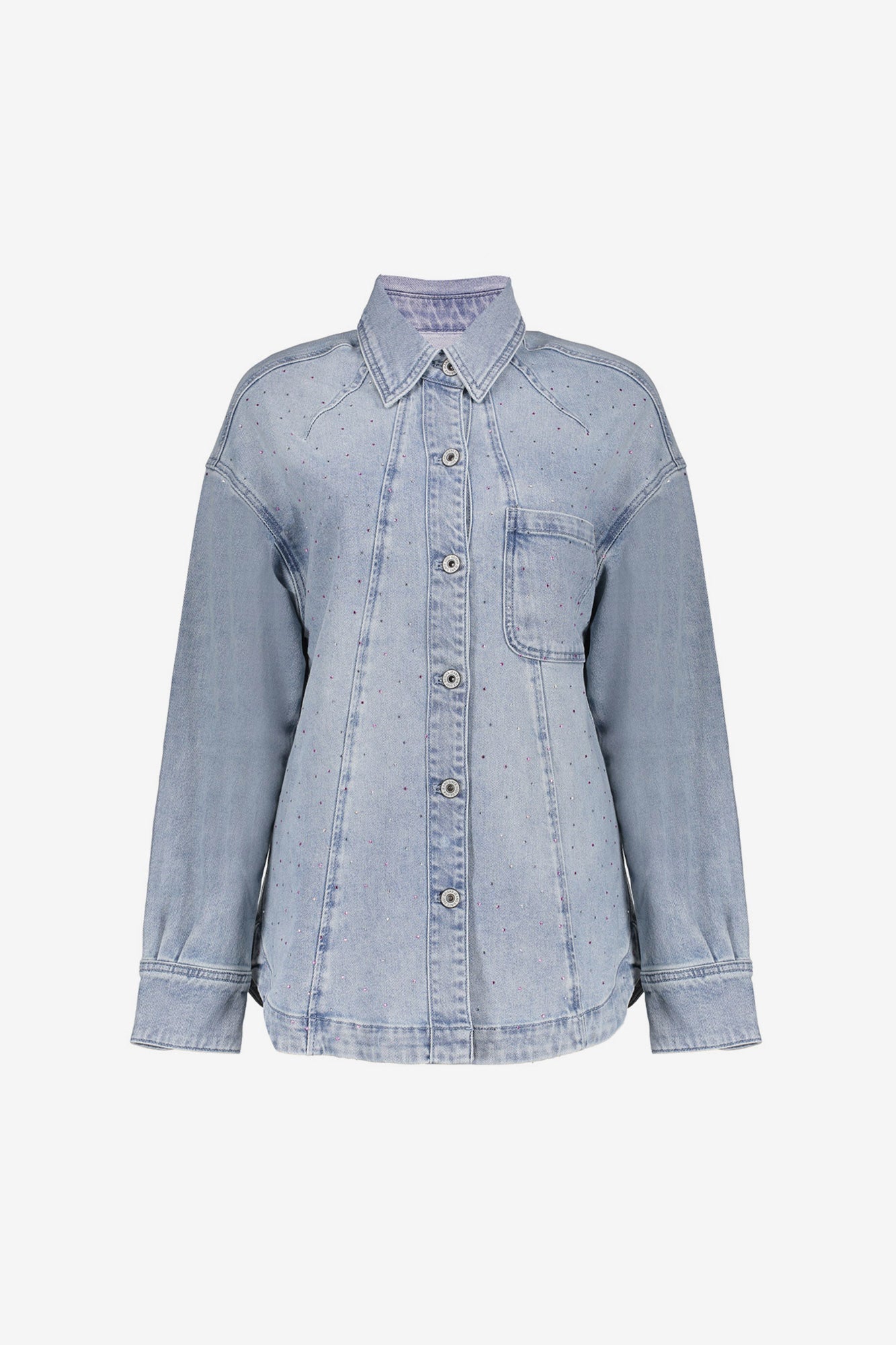 Geisha oversized denim blouse met rhinestones