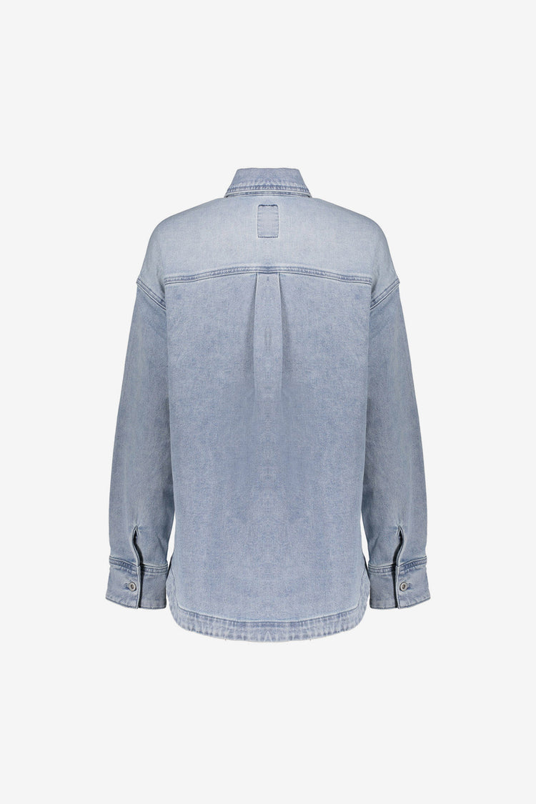 Geisha oversized denim blouse met rhinestones