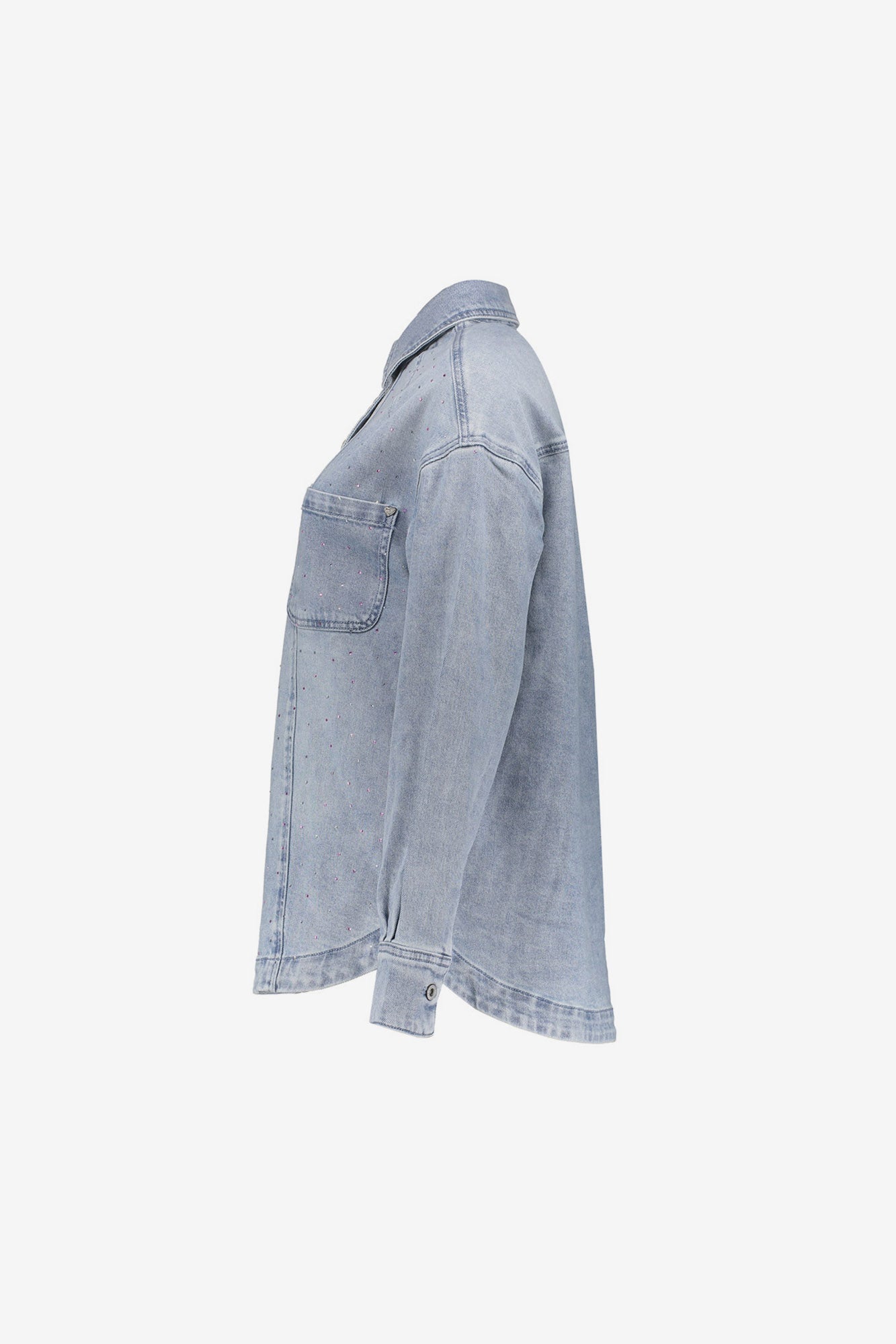Geisha oversized denim blouse met rhinestones