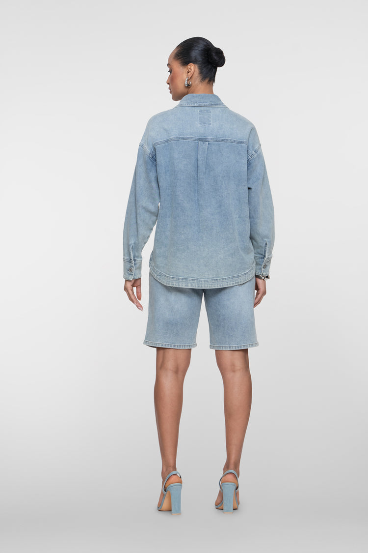 Geisha oversized denim blouse met rhinestones