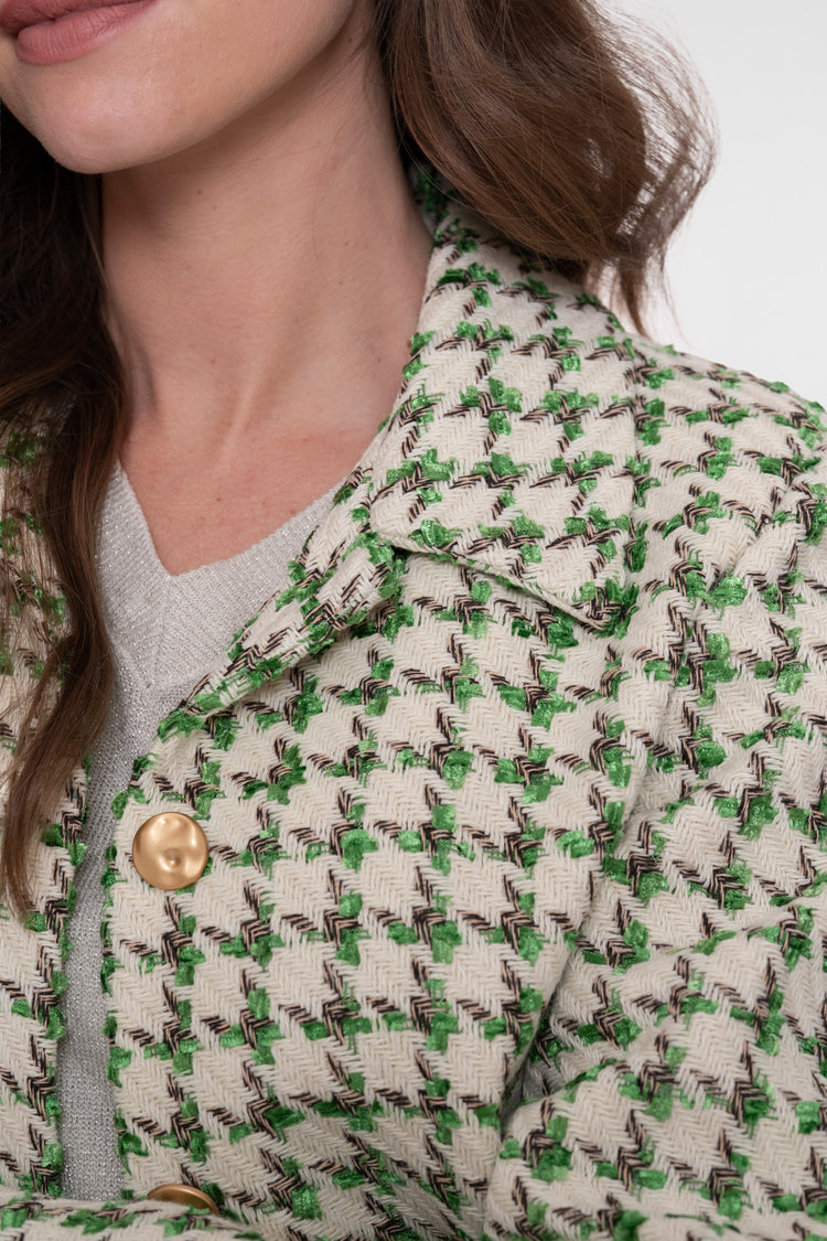 Geisha tweed jasje met gouden buttons
