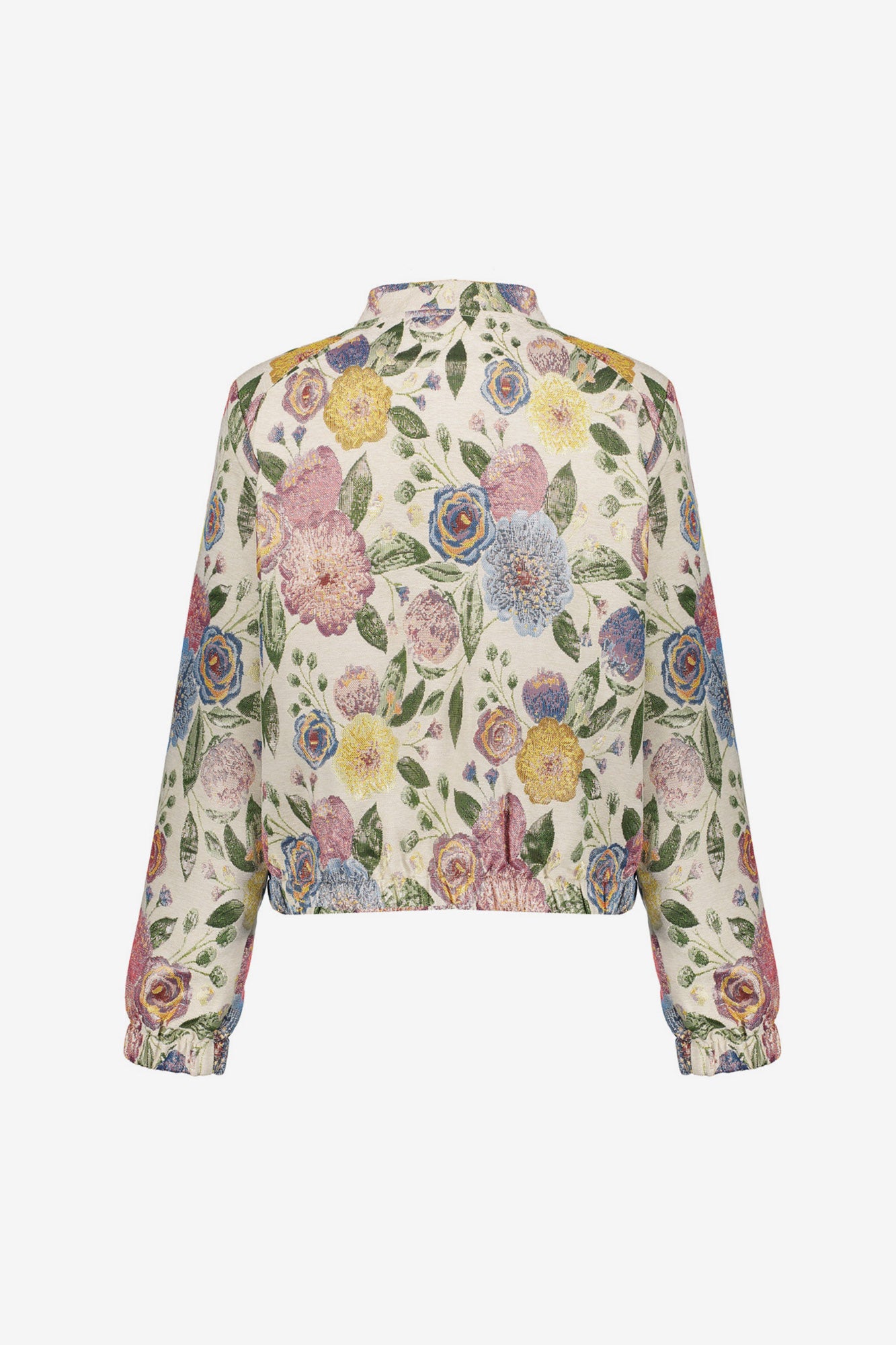 Geisha bloemenjacquard bomberjack met korte valling